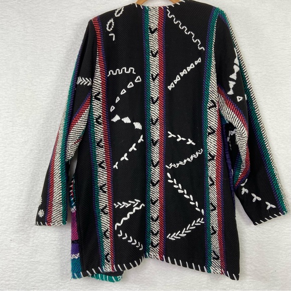 Crystal heavy knit embroidery Aztec boho art to wear open front cardigan jacket. - Picture 6 of 9
